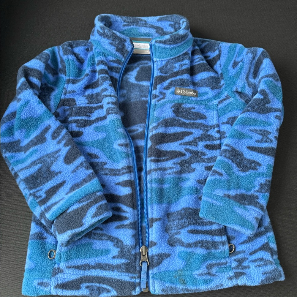 Columbia Blue Patterned Fleece Jacket size 4T